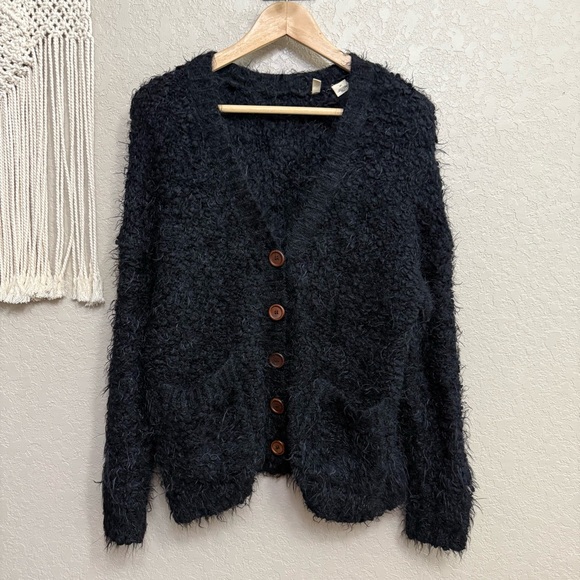 Anthropologie Sweaters - Moth by anthropologie women sz S black cardigan button down shaggy cozy